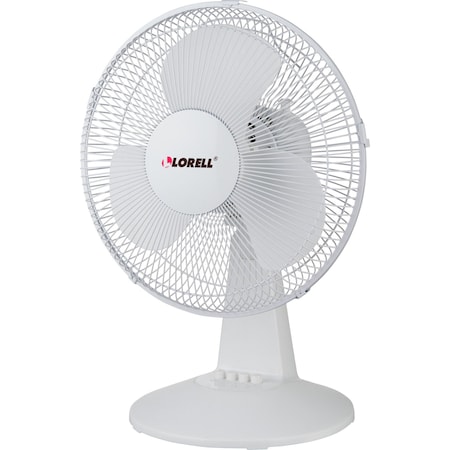 Lorell 12" Oscillating Desk Fan, 3 Speeds, White LLR44551